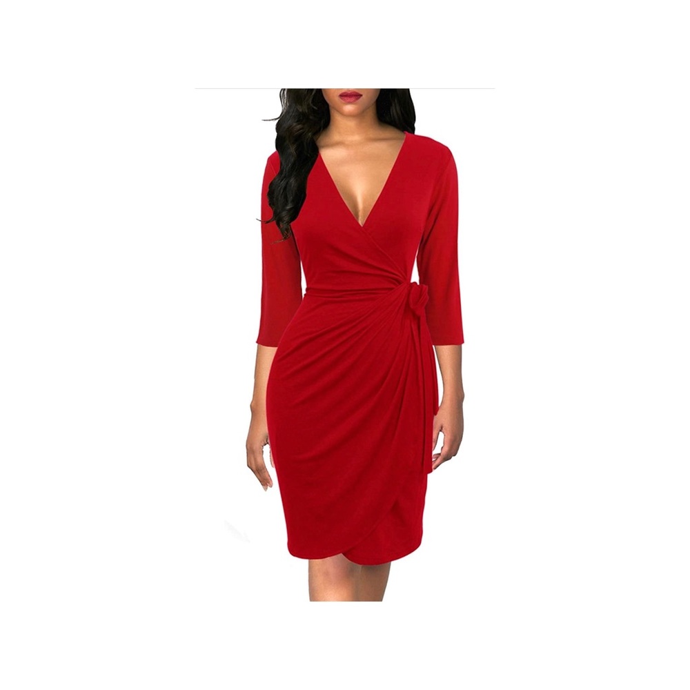 Classy Wrap Red Dress